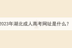 2023年湖北成人高考網址是什么？